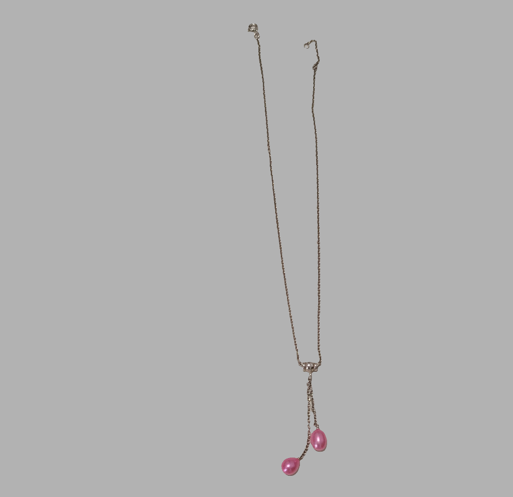 Collier 2 Perles de Culture d'Eau Douce Rose Fushia