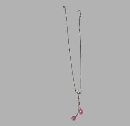 Collier 2 Perles de Culture d'Eau Douce Rose Fushia