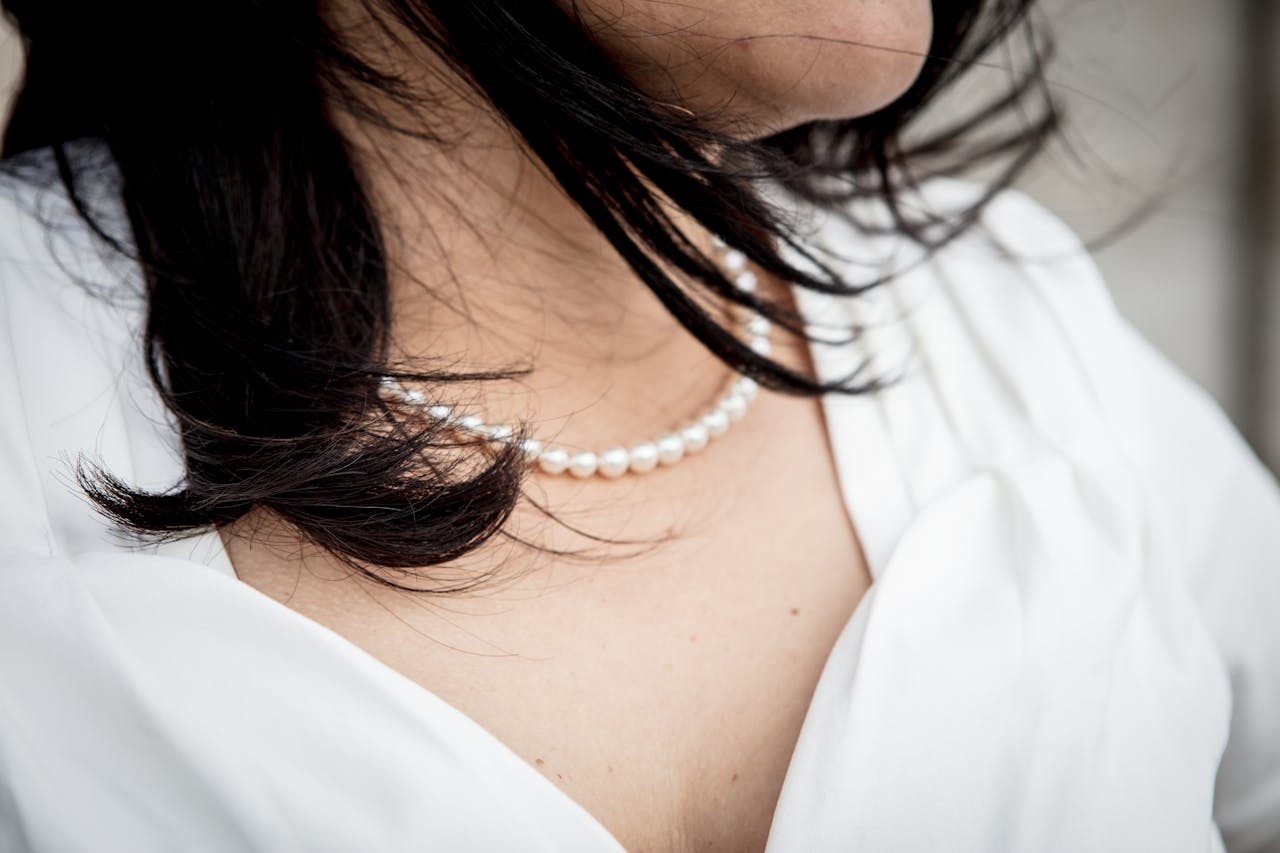 PERLINEA- Necklace- Freshwater Pearl- Semi Round 6-7 mm White- Women's Jewelry