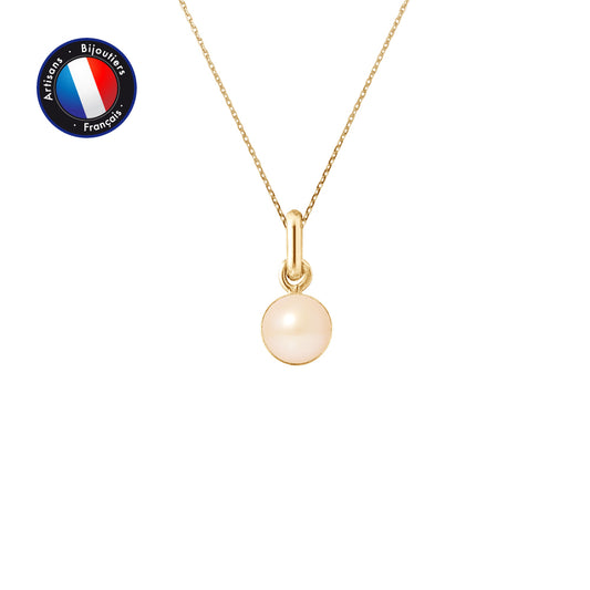 Collier pendentif perle rose - Or Jaune - Perlinea