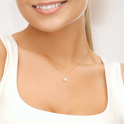 Collier pendentif perle blanche - Or jaune - Perlinea