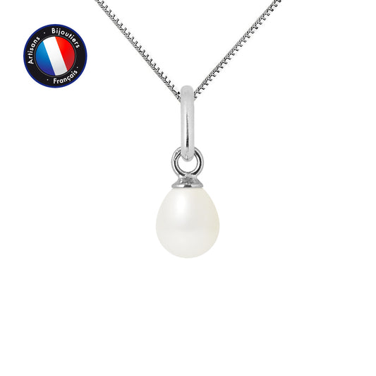 Collier pendentif perle blanche - Perlinea