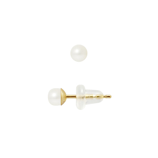 Petites Boucles d'Oreilles perles blanches - Perlinea -  Or blanc 9cts -45
