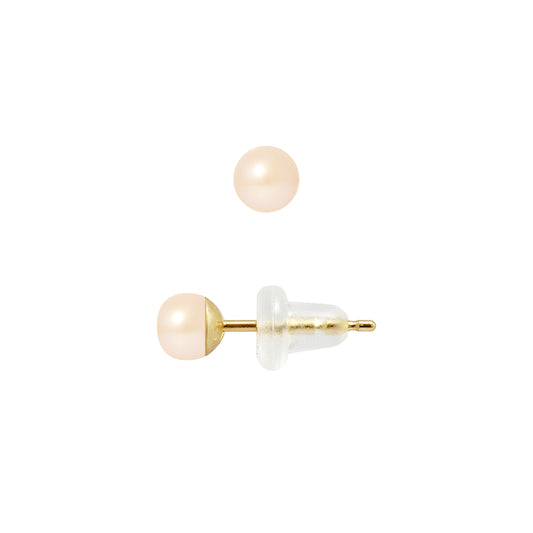Petites Boucles d'Oreilles perles rose - Perlinea -  Or Jaune 9cts - 45
