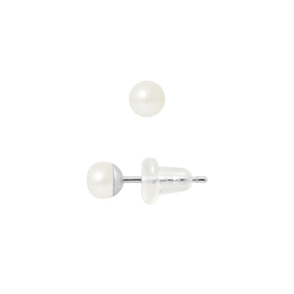 PERLINEA- Earrings- Freshwater Cultured Pearls- Button Diameter 4-5 mm White- Women's Jewelry- White Gold