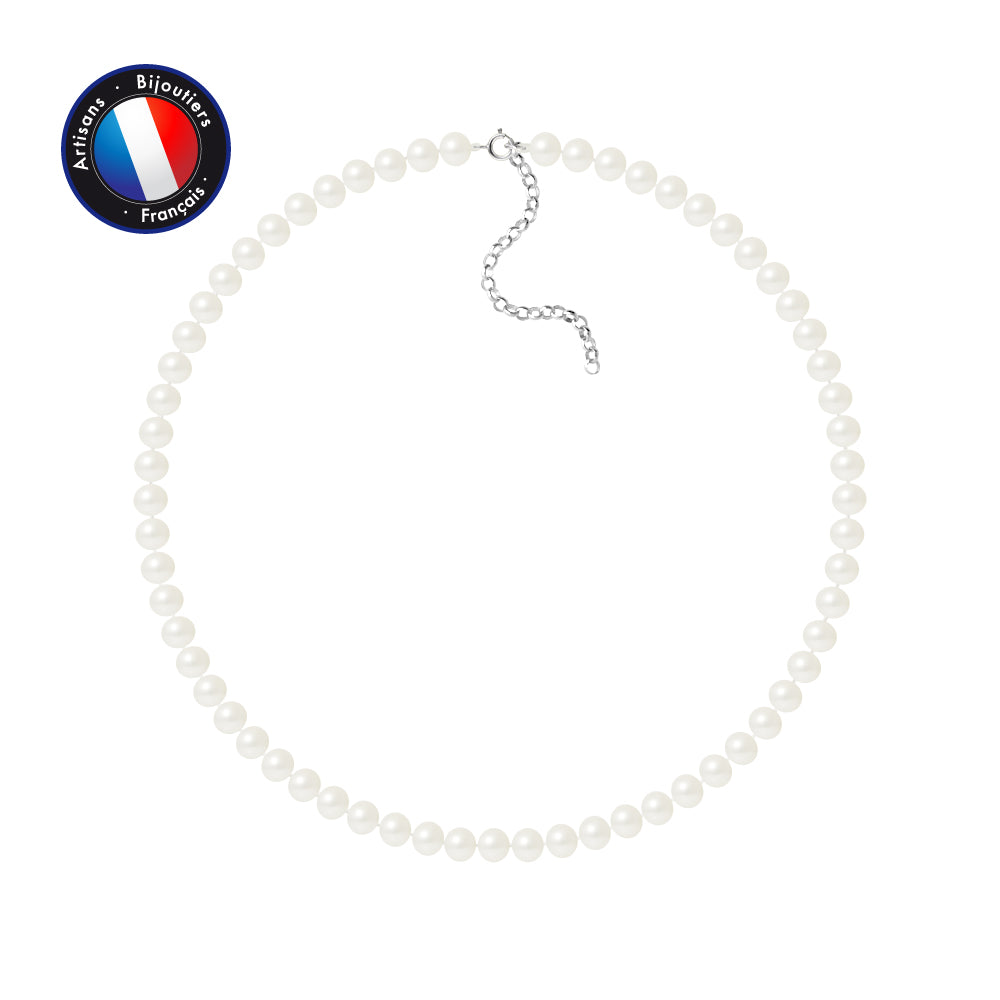 PERLINEA- Necklace- Freshwater Pearl- Semi Round 6-7 mm White- Women's Jewelry